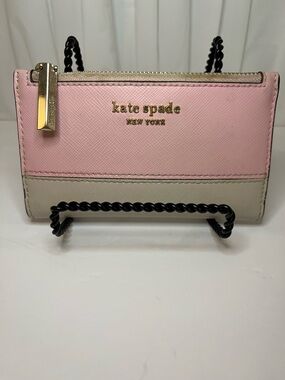 kate spade Two-Tone Pink and Cream Zip Wallet with Gold Hardware